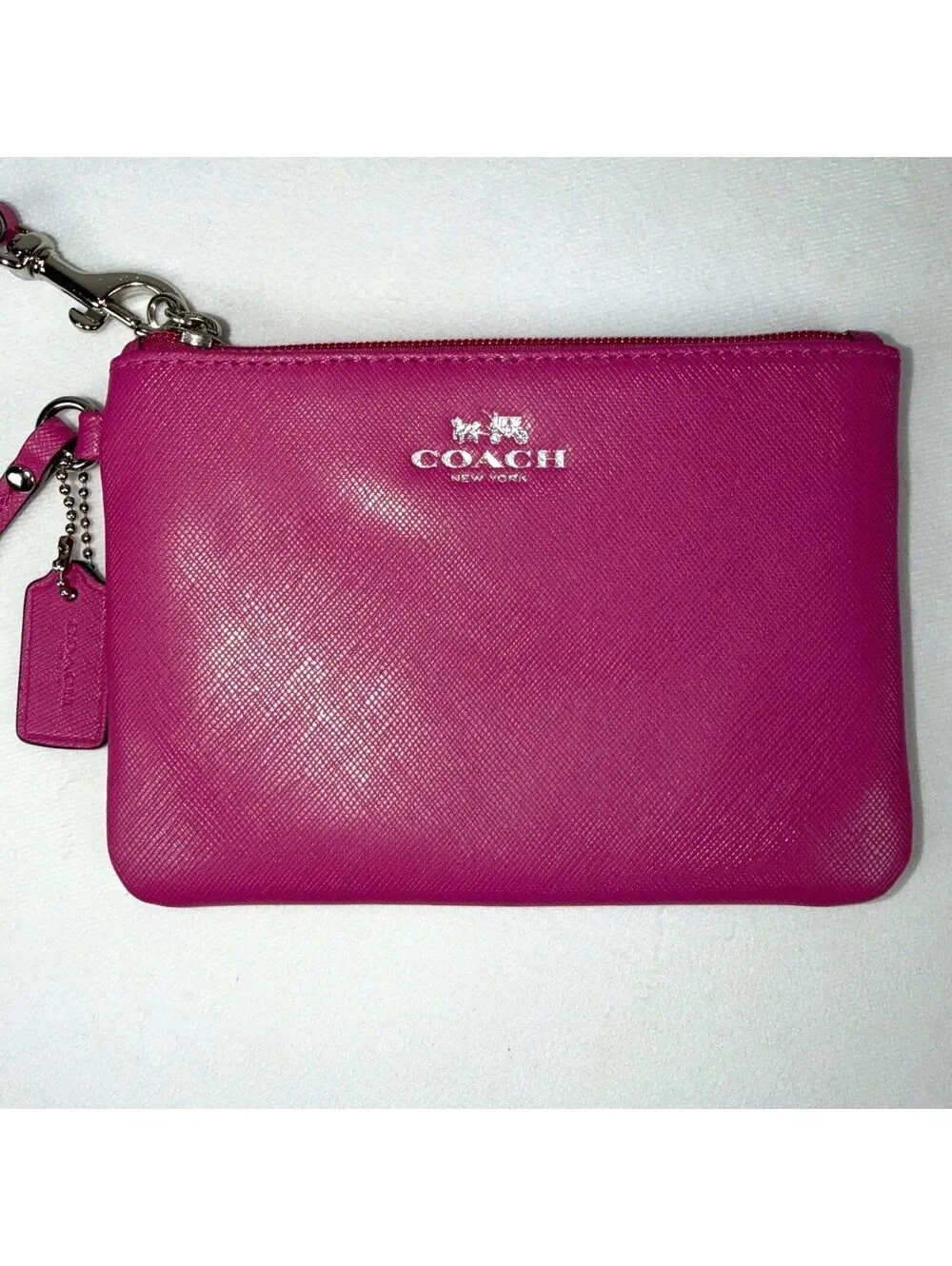 Coach Fuchsia Corner Zip Wristlet
